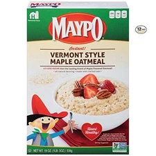Maypo Vermont Style Maple Oatmeal Instant Hot Cereal, 19 oz (Pack of 12)