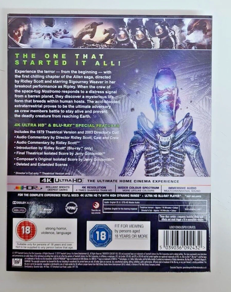 4K UHD BLU-RAY  ALIEN   BRAND NEW SEALED UK STOCK - Image 2 of 2