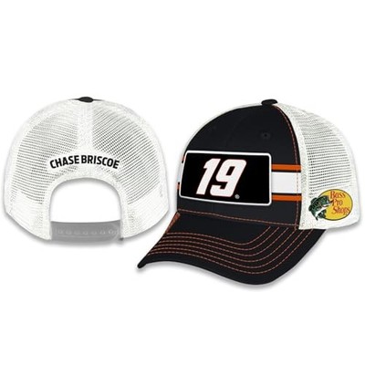 Chase Briscoe #19 NASCAR 2025 Striped Trucker Mesh Snapback Black Hat