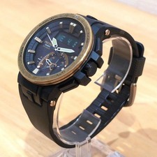 CASIO Pro Trek PRW 7000V 1JF Solar RC Watch Black Dial Men Leather Strap Used