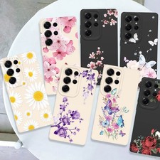 Flowers Pattern Case For Samsung S25 Ultra S24 S23 A16 A54 Tough TPU Phone Cover