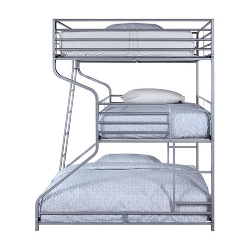 ACME Caius II Metal Frame Triple Bunk Bed in Silver - Picture 3 of 4