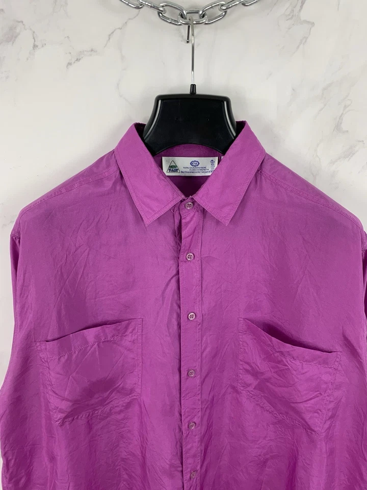 Camisa De Colección C&A Nueva Rosa Rápida 100% Seda Talla 43/44 XL Para Mujer Foto 2 de 4