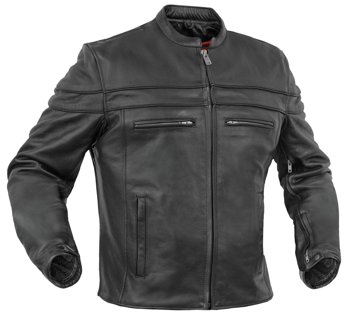 Men’s Leather Jacket Black Stand Collar Motorcycle Leather Jacket Armory Pockets
Opens in a new wind