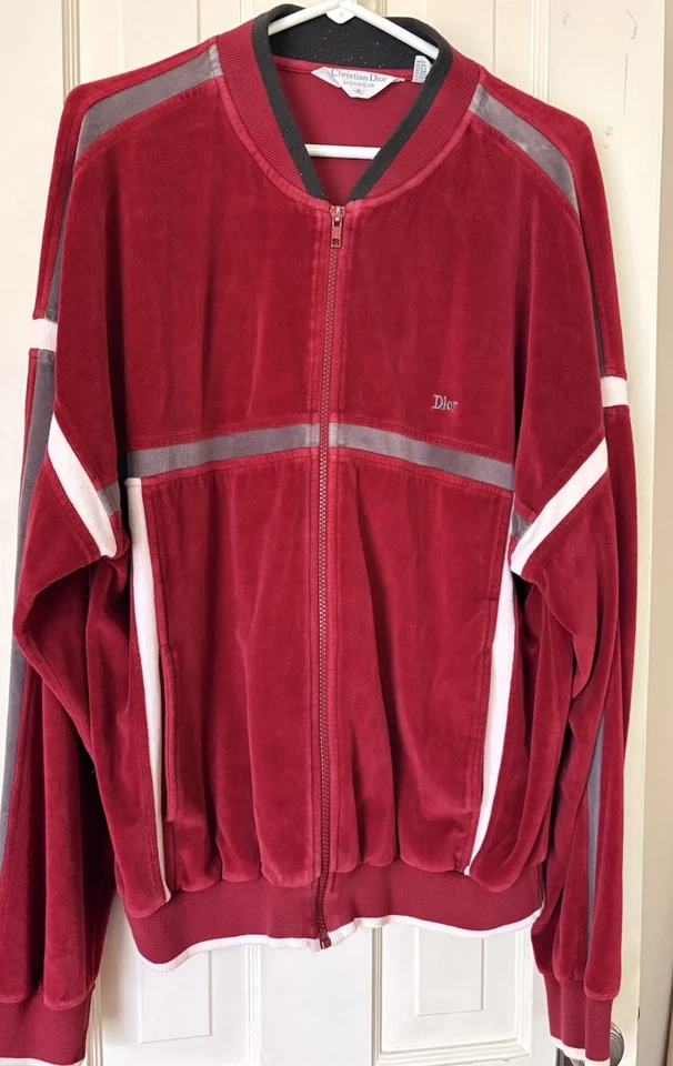 Sudadera/chaqueta vintage rara Christian Dior con cremallera roja XL para hombre Foto 2 de 4