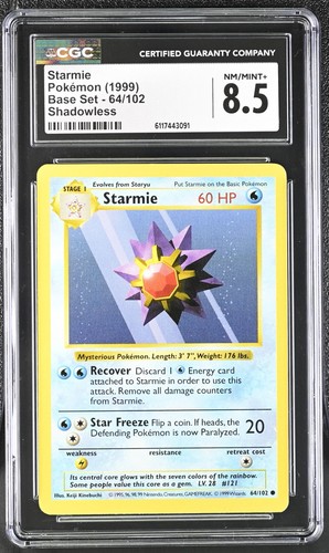 Starmie (Shadowless) graded CGC 8.5 for sale on eBay