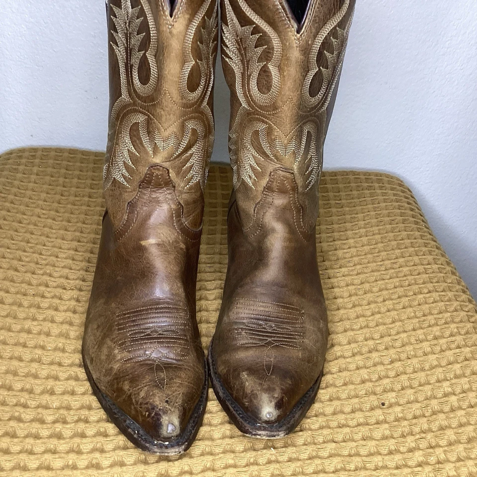 Tony Lama Brown Leather Mid Calf Boots Women’s Size 7 B Cowgirl Western - Image 4 of 4