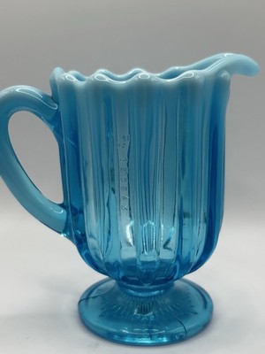 Antique Davidson Glass  Brideshead Pearline Blue Glass Jug R130643. 1889