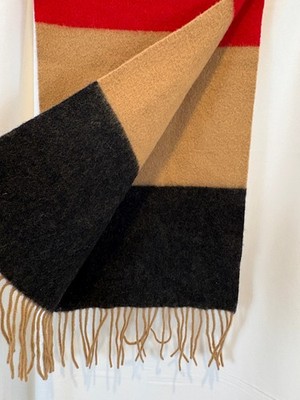 Burberry London Unisex 100% Lambswool Striped Scarf W Fringe 82