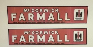 2 - Mc Cormick FARMALL Decals /Stickers + Decal 1 1/4" x 6"