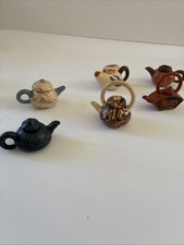 Lot of 6 Mini Ceramic Art Pottery Teapot Kettle Figurines Decor Tea Pot
