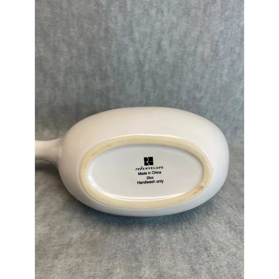 Tetera Sobre Rojo 20oz Cerámica Blanca Moderna Mango Madera Lavado a Mano Solo Foto 3 de 4