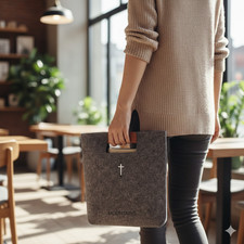 (BLACK) Bible Bag, Bible Carrying Case, Felt Bible Tote, Church Bag, Hollowed