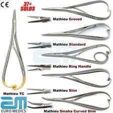 Surgical Forceps Mathieu Needle Holder Ligating Slim Narrow Tip Curved Grooved