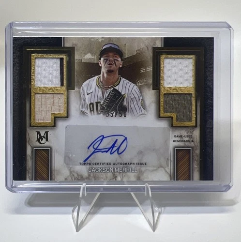 JACKSON MERRILL 2025 TOPPS MUSEUM SIGNATURE SWATCHES QUAD RELIC AUTO #/50