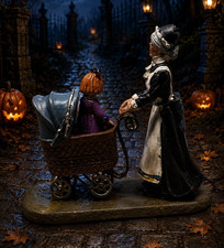 Halloween Scene Resin Figurine Woman Pushing ...