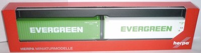 Herpa 076449-007 2-teiliges 40ft Container-Set Evergreen 1:87 Spur H0