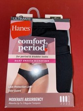 HANES 2 PACK COMFORT PERIOD BLACK MICROFIBER BIKINI PANTIES/ 8 / X-LARGE