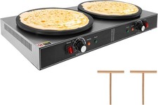 16in Double Hotplate Commercial Crepe Maker,1700W Non-Stick Electric Crepe Maker