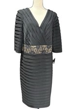 NWT Adrianna Papell Black Lace Waist Dress Plus Sz 20W V-Neck Textured NEW
