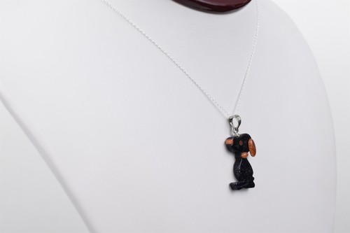 Sterling Silver Blue Goldstone Dog Pendant with 18 in Chain Sparkle - Picture 8 of 14