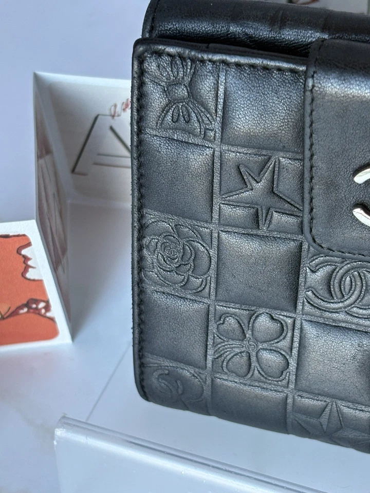 Chanel Icon Line Wallet – Vintage Black Lambskin CC Logo Embossed UK SELLER - Image 3 of 4
