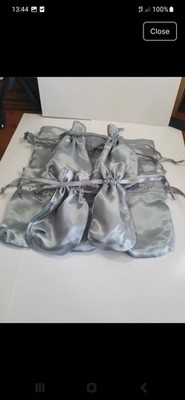 Satin Seide Silber Grau Kordelzug Beutel Beutel Geschenk Hochzeit Party Schmuck X10