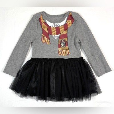 HARRY POTTER Girls Long Sleeve Dress Size 12M Gryffindor Scarf Tulle Skirt