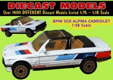 WHITE BMW 323i ALPINA CABRIO (E30) M-SPORT COLOURS; 1:58 SCALE DIECAST MODEL CAR