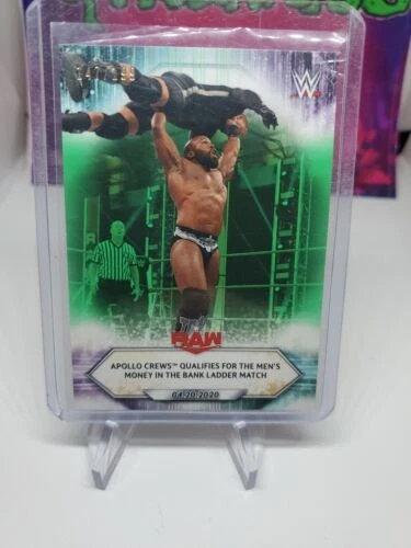 Apollo Crews 2021 Topps WWE Green Parallel Version Card # 58 #/99