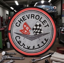 Chevrolet Corvette Neon Led Light Rope Sign Bottle Cap Shaped Bar Man Cave Decor