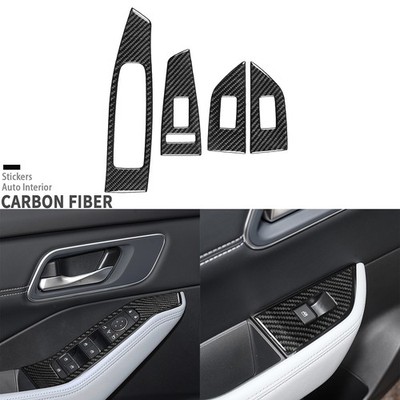 Real Carbon Fiber Window Lift Switch Panel Cover For Nissan Rogue X-Trail 21-25