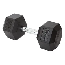York Barbell Hex Dumbbell Set 40LB Rubber Coated Fixed Weight Dumbbells Pack 1
