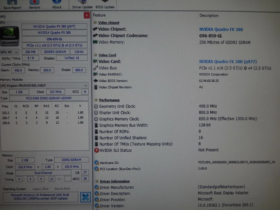 nVIDIA QUADRO FX 380 256MB DDR3 SDRAM PCI-e GRAFIKKARTE 2xDVI #GK7457 - Image 4 of 4