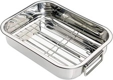 PEBBLE HUG Roasting Tin Tray Oven Stainless Steel Roasting Rack
