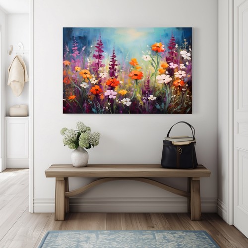 Pretty Wildflowers Oil Painting Print on Framed Canvas Floral Wall Art Botanical - Picture 6 of 8