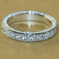 1.29Ct Round Diamond Eternity Wedding Band Ring 14K White Gold Finish Size R