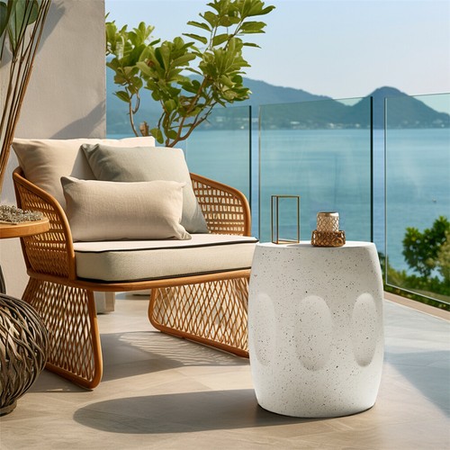 Stylish Concrete Side Table Nightstand Art Lightweight Garden Table Balcony Home - Picture 7 of 14