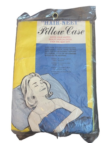 Vintage Hair Neet 100% Bridal Satin Pillow Case 70's Green Apple Color New - Picture 3 of 3