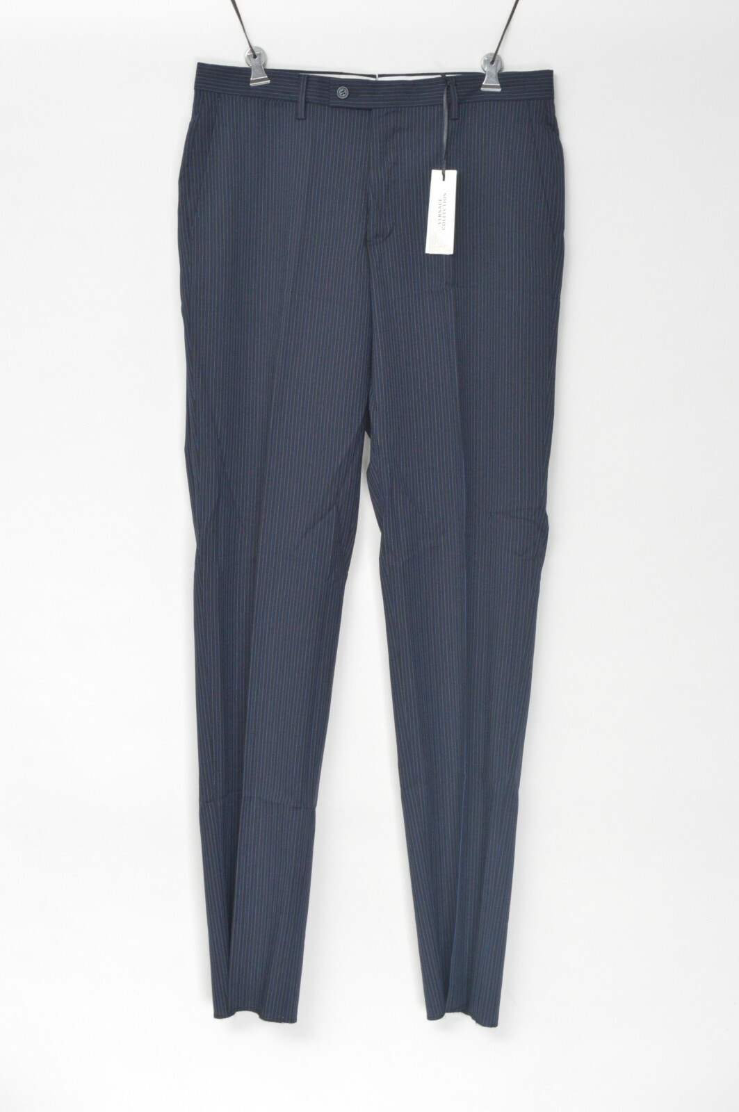 NWT Versace Collection Navy Blue Striped Wool Dress Pants Size 32 EU 48