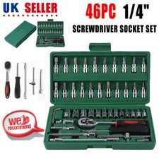 46-Piece 1/4 inch Drive Impact Socket Ratchet Wrench Tool Set w/ Red/Green Case
