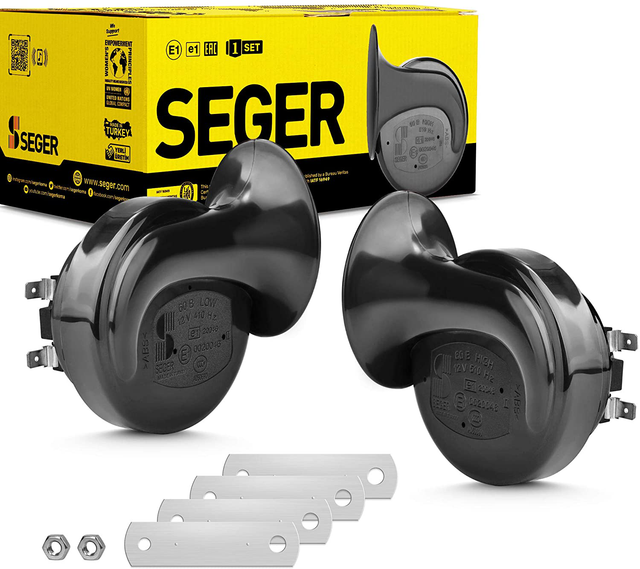 SEGER Trumpet Car Horn Set High/Low Tone, 12 Volt, Universal Fit, 60B