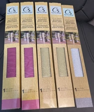 NEW Lot of 5 Crafter's Square Glitter Permanent Vinyl Paper 12 inch x 48 inch