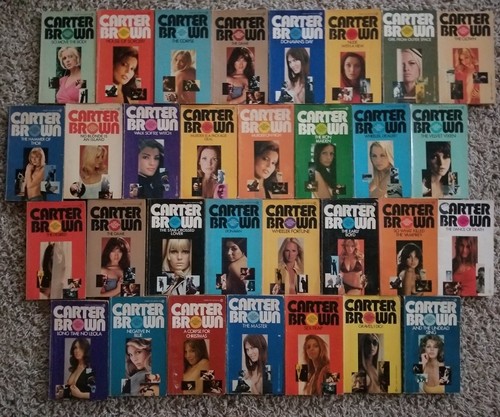 Lot of 31 Vintage CARTER BROWN 1960-70s Paperback Mystery Pulp Fiction Books A