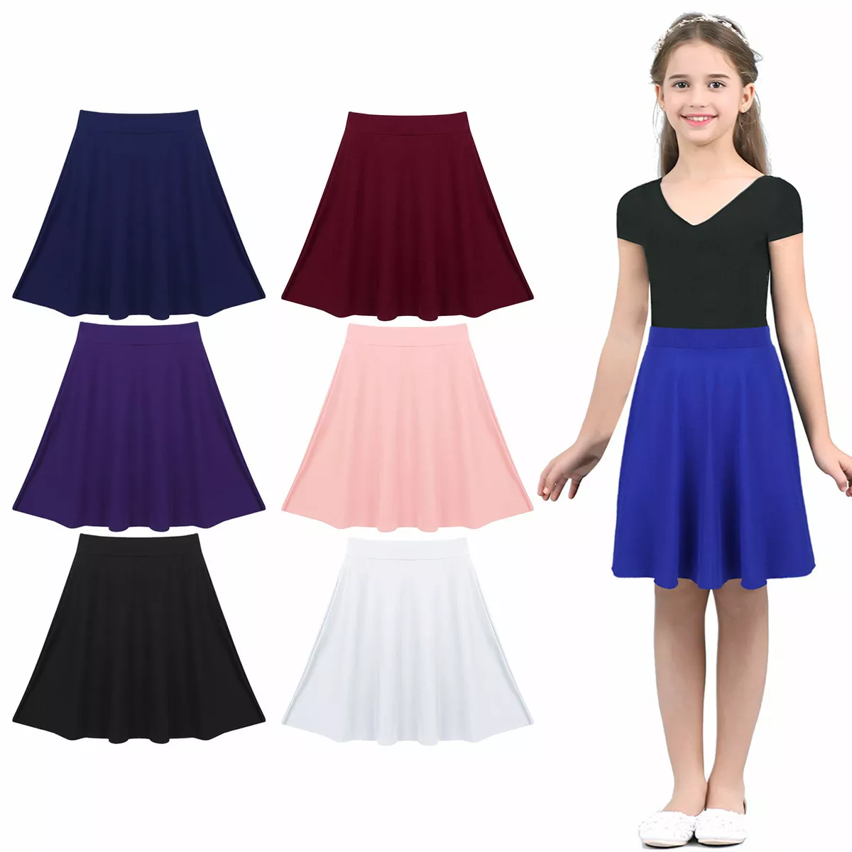 Moily Big Girls Modest A-Line Skater Skirt Solid India | Ubuy