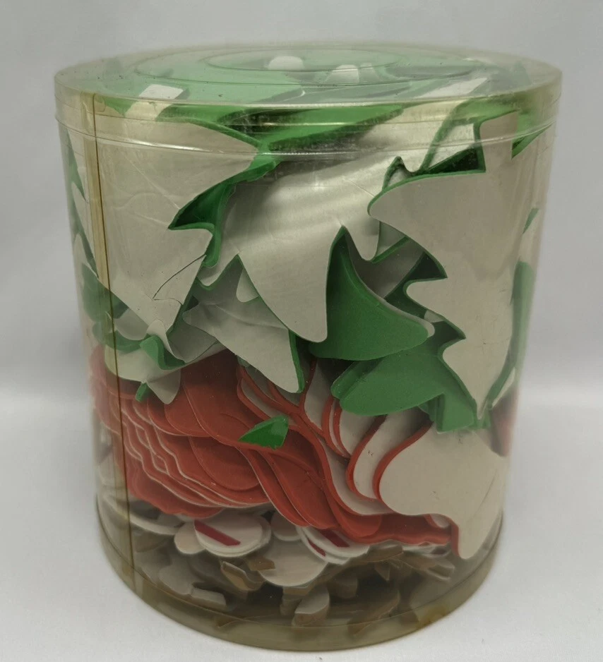 Christmas Foam Stickers Tree Candy Cane Reindeer Stockings Craft Ted Green Tub — 第 3/4 张图片