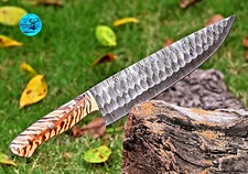 Custom HandMade Forged Damascus Steel Blade Chef Knife PineCone Handle 2795