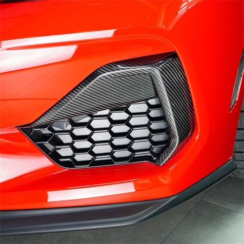 Real Carbon Fiber Front Bumper Fog Light Air Vent Cover For Ford Mustang 2024-25 - Picture 5 of 18