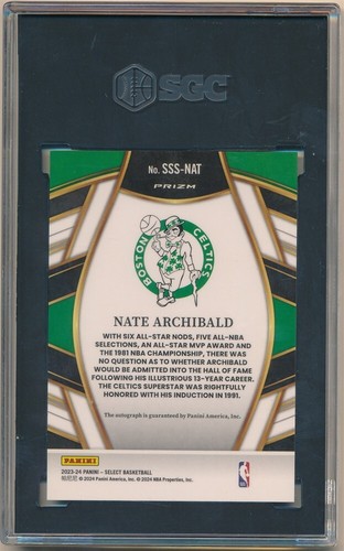 NATE ARCHIBALD 2023/24 PANINI SELECT SILVER PRIZMS AUTOGRAPH SP AUTO SGC 9.5 GEM - Picture 2 of 2