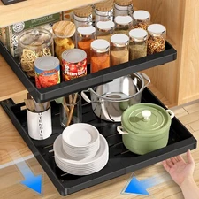 2 Pack Pull Out Cabinet Organizers Expandable (11.6''-17.5''), Slid... Fast Ship